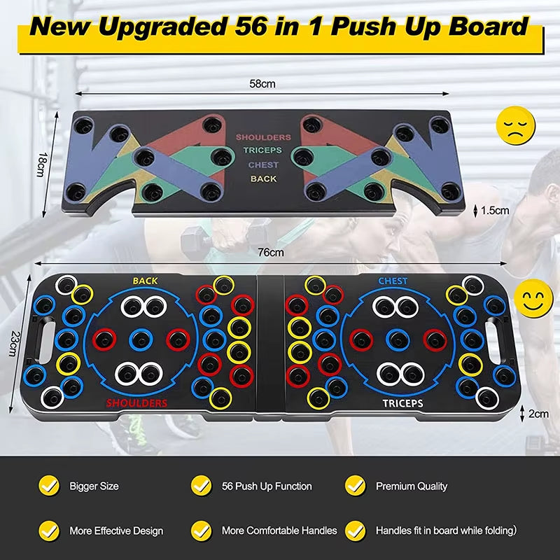 56-In-1 Push up Board Bigger Size Multi-Function Foldable Push up Bar Portable Push up Handles for Floor Anti-Slip Push up Board